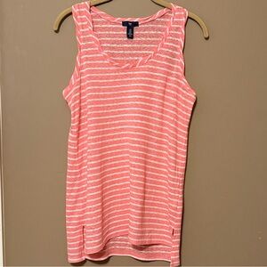 GAP Tank Top Striped Coral White Women’s XS Activewear Athletic Summer Workout